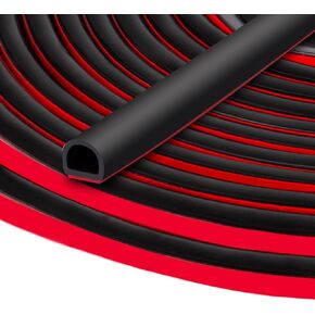 Silicone Weather Stripping Door Seal Strip,20 Feet Soundproofing Door Weatherstripping for Door Frame&Window,D-Shape Self Adhesive Door Seal Strip for All Kinds Doors Gap of Garage,Trucks, RVs（Black）