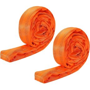 PATIKIL Lifting Straps for Hoist, 118 Inch 2 Pcs Round Slings Polyester Rigging Endless Ratchet Strap Poly Lifting Slings 17636 Lbs Vertical Capacity, Orange