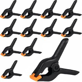 12 Pack Plastic Spring Clamps, Heavy Duty 4.5 Inch Spring Clips for Woodworking, Backdrop Clips for Backdrop Stand, Photography, Home Improvement and More