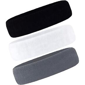 3 Pack Sweatbands Sports Headband for Men & Women Moisture Wicking Athletic Terry Cloth Sweatband for Tennis, Basketball, Running, Gym, Working Out