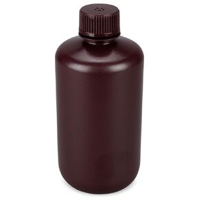 Globe Scientific, Diamond Essentials Bottle, Narrow Mouth, Boston Round, Amber HDPE with Amber PP Closure, 250mL, Bulk Packed with Bottles and Caps Bagged Separately, 250/Case, 7560250AMBKS