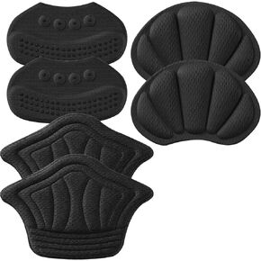 Back of Heel Cushion Pads, Adhesive Heel Grips Inserts for Loose Shoes, Prevent Heel Slip and Blister Shoe Guards, 2PCS-Black+2PCS-Black+2PCS-Black