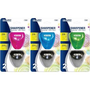 Bazic - Dual Blades Sharpener with Triangle Receptacle, (Colors May Vary) (2 Per Pack )