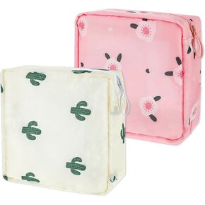 2 Pcs Sanitary Napkin Storage Bag, Portable Reusable Period Bag Women Tampon Pouchs Menstrual Pad Bag Nursing Pad Holder with Zipper Period Kit Bag for Women Teen Girls Feminine Care