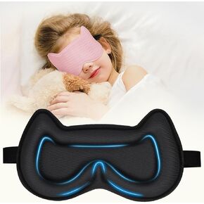 Kids Sleep Mask Eye Mask: 3D Contoured Cup Sleeping Mask, Blindfold with Adjustable Strap, Kids Eye Cover for Boys, Girls, Teens, Pressure-Free with Memory Foam Face Mask for Sleeping (Purple)