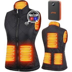 JYK Women's Heated Vest with 3 Heating Levels, 6 Heating Zones,Neck Heating Jacket Washable with 7.4V10000mAh Battery Power