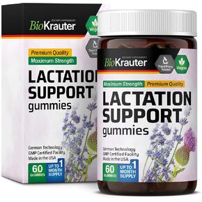 Lactation Support Gummies - Natural Lactation Supplement - Goats Rue, Fenugreek, Milk Thistle Extracts - 60 Vegan Gummies
