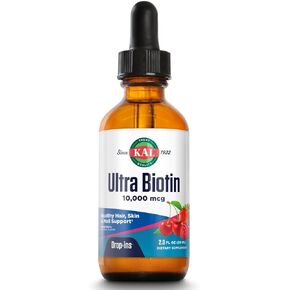 مكمل KAL Ultra Biotin DropIns 10,000 ميكروغرام | تركيبة صحية لنمو الشعر | صحة الجلد ودعم الأظافر القوية | نكهة التوت المختلطة الطبيعية | 2 أونصة | عبوة من 2 in Kuwait