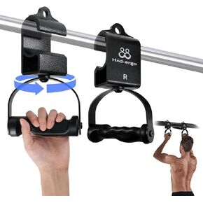 Rotating Pull-Up Handles-Ergonomic Exercise Handle for Pull Up Bar/LAT Pull Down/Barbell Handles -Quick Attachment to Bar & Barbell for Strength Training Workout (Black)