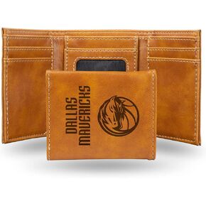 Rico Industries NBA Dallas Mavericks Laser Engraved Brown Tri-Fold Wallet - Men's Accessory