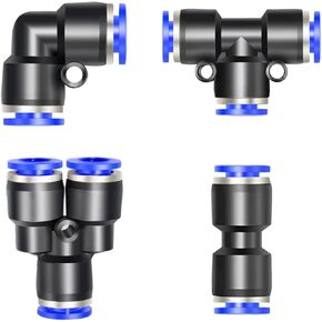 PNEUMATIC Quick Connect Air Hose Fittings 10mm Air Line Push to Connect Tube Fittings 5Straight+5Elbows+5Tee+5Splitters