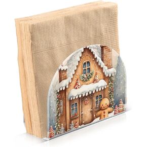 Napkin Holder, Christmas Gingerbread House Napkin Holder for Tables Kitchen Restaurant Home Decor Cartoon Decorative Holder for Dinner Paper Napkins