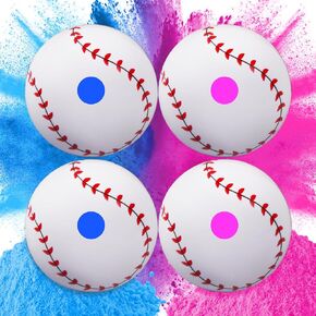 ARELUX Gender Reveal Baseball 2 Set (2 Pink 2 Blue) Color Powder Exploding Ball Kit Great Idea for Baby Boy Girl Gender Reveal Party Best Decoration for Baseball Theme