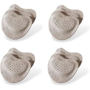 CB 4-Pair Soft Leather Forefoot Shoe Metatarsal Pads, Ball-of-Foot Sponge Cushions Inserts Insoles, Foot Pain Relief, for Men & Women, Kids Shoes, 6mm Thick
