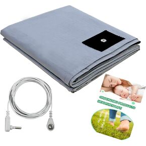 Grounding Bed Sheet with 15ft US Cord, Half Conductive Bed Sheet for Better Sleep, Natural Wellness and Healthy Earth Energy (Begie, 36 * 91 inch)