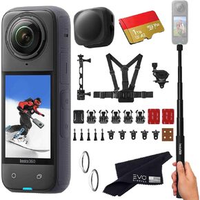Insta360 X4 Snow Bundle- 8K Waterproof 360 Action Camera with 1/2" 48MP Sensors, 8K 360 HDR Video, 72MP 360 Photo, |Includes New Snow Bundle, Selfie Stick, Lens Cap (256GB)