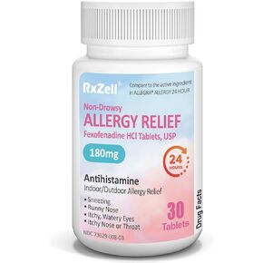 Allergy Relief | Fexofenadine HCl 180mg, 24-Hour Antihistamine, Non-Drowsy (30 Count (Pack of 1))