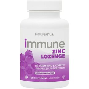 NaturesPlus Immune Zinc Lozenge, Berry - 60 Lozenges - Dual-Action Zinc Formula - Supports Overall Immune Health - Vegan, Gluten Free - 60 Servings