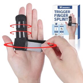 Trigger Finger Splint, Index Finger Splint with 3 Adjustable Straps for Straightening & Broken & Pointer Finger, Knuckle Splint Fits Left and Right Hand, Black, 1 Pack