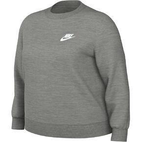 Nike Sportswear Club Fleece Women's Crew-Neck Sweatshirt (Plus Size) (DV5087-063, Dark Grey Heather/White)