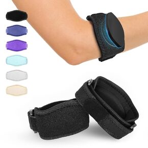 Tennis Elbow Brace 2Pack for Tendonitis, Elbow Pain Relief, for Tennis & Golfer's, Offer Support and Comfort for Eblow, One Size Fit All Elbow, Performance Forearm Band for Men Women, Black