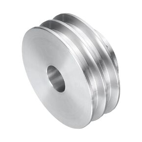 uxcell V-Type Pulley 16mm Bore 60mm Outer Dia Double Groove Aluminum Alloy for Motor Shaft Drilling Machine 6mm(1/4") PU Shape Belt