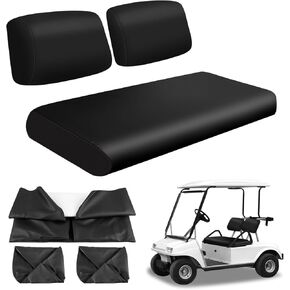 Golf Cart Front Seat Covers Black Micro Fiber Leather Seat Covers Replacement for Club Car DS 1982-2000, Staple On