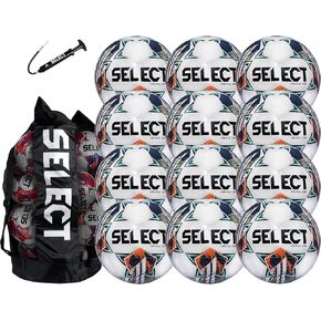 SELECT Viking DB Soccer Ball, White/Teal/Orange V24, 12-Ball Pack with Ball Bag and Hand Pump, Size 5