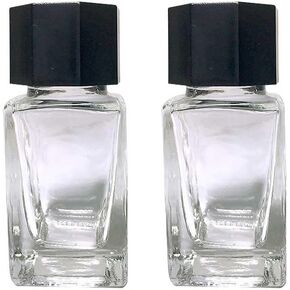 Teensery 2 Pcs 20ml Clear Glass Jars Empty Refillable Ink Vials Containers with Black ABS Plastic Caps for Ink Liquid