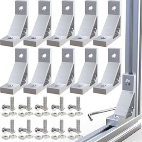 10Sets Strong Support Corner Brackets,Heavy Duty Corner Brackets for 2020 Series Aluminum Extrusion Profile with Screws and T-Slot Nuts