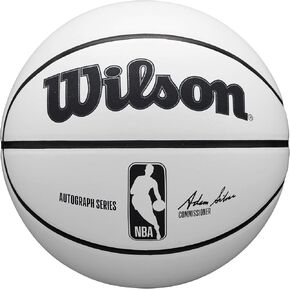 WILSON NBA Autograph Basketball - White/Brown, Size 7-29.5"