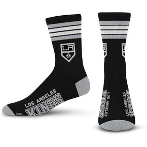 For Bare Feet FBF NHL Los Angeles Kings 4 Stripe Deuce Crew Sock Team Color MEDIUM