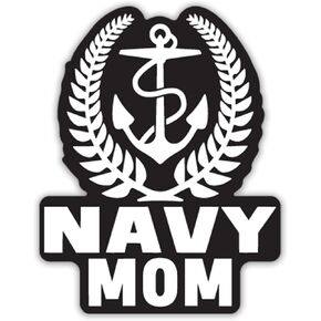 Navy Mom Emblem Vinyl Decal Sticker | Cars Trucks Vans Walls Laptops Cups | White on Black | 5.5 X 4.3 Inch | KCD1718