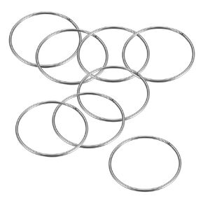 uxcell 201 Stainless Steel O Ring 80mm(3.15") Outer Diameter 3mm Thickness Strapping Welded Round Rings 8pcs