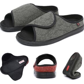 Women 's Open Toe Diabetic Recovery Slippers,Adjustable Width Walking Shoes for Arthritis Edema Swollen Feet、Plantar Fasciitis、Elderly