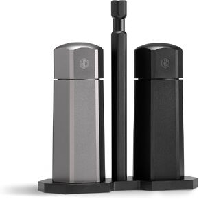HexClad Salt and Pepper Mill Set with Adjustable Professional Grinders and No-Mess Caps