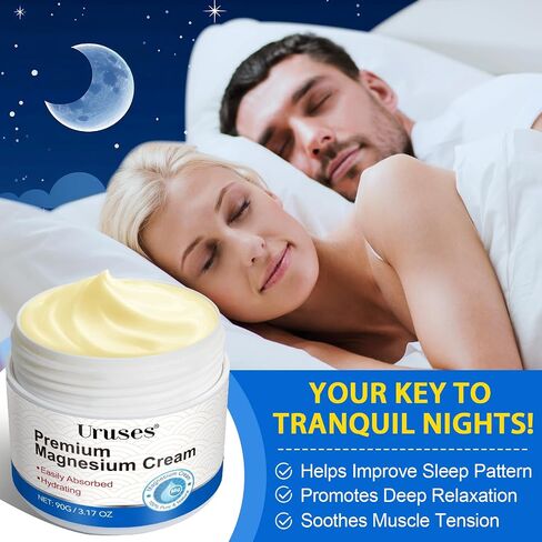Magnesium Lotion, Topical Magnesium Cream, High Concentration Magnesium Chloride Cream for Nighttime, Leg, Feet, Body, Light Weight & Instant Absorption-3.17 OZ/ 90 G in Saudi Arabia