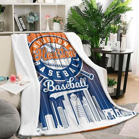 Baseball Team Blanket Gifts for Men Women, Soft Lightweight Baseball Fans Fleece Blanket, Warm Fluffy Blanket Decor Sofa Bed Couch (60"" X 50""), Housto in Saudi Arabia