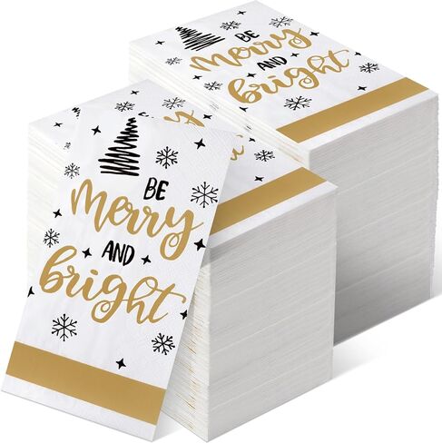 300 Pieces Christmas Guest Napkins Disposable Holiday Paper Towels Dinner Hand Napkin Gold Trees Decorative for Home Bathroom Kitchen New Year in Saudi Arabia