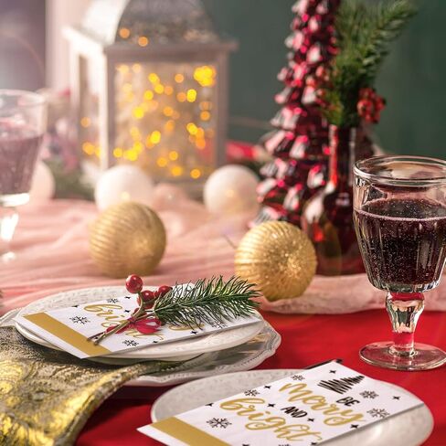 300 Pieces Christmas Guest Napkins Disposable Holiday Paper Towels Dinner Hand Napkin Gold Trees Decorative for Home Bathroom Kitchen New Year in Saudi Arabia