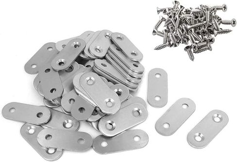 YXQ 50 قطعة 2 ثقوب دعامة زاوية مسطحة لوحة إصلاح قوس 1.6 بوصة × 0.6 بوصة × 2 مم معدن من الفولاذ المقاوم للصدأ تثبيت مع مسامير in Saudi Arabia