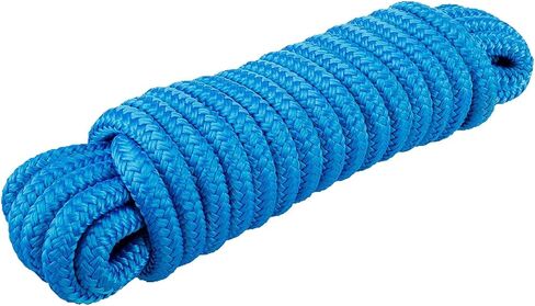 Amarine Made 4 Pack of 3/4 Inch 25 FT Double Braid Nylon Dockline Mooring Rope Double Braided Dock Line,Working Load Limit: 1900LBS,Breaking Strength: 9500LBS (Blue) in Saudi Arabia