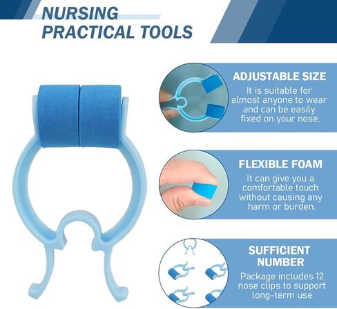 مشبك إيقاف نزيف الأنف الرعاف للاستعمال مرة واحدة، سدادة نزيف الأنف الإسفنجية، مشبك الأنف للشخير العرضي أو في حالات الطوارئ، 12 قطعة، أخضر in Kuwait