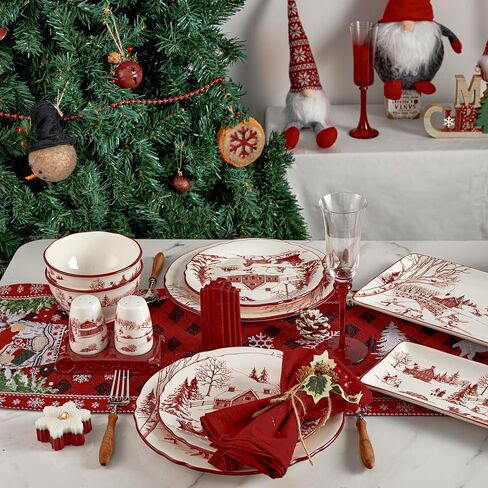 Bico Toile De Jouy Winter Wonderland Ceramic Butter Dish with Lid, Butter Keeper for Counter, Kitchen, Dishwasher Safe in Kuwait