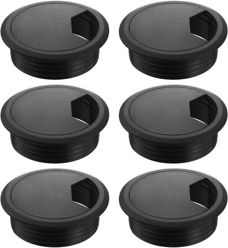 6 Pcs Desk Cord Hole Cover - 2 Inch Black ABS Plastic Desk Grommet - Cable Cord Organizer for Office and Home - Desk Hole Cover for Neat and Tidy Workspace in Saudi Arabia