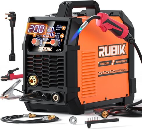 RUBIK MIG Welder, 140A Welding Machine, 110V MIG/LIFT TIG/STICK 3 in 1 Welder Machine, Flux Core Welder, Portable Gasless MIG Welding Machine, Digital Display IGBT Inverter Welder with Welding Wire in Saudi Arabia