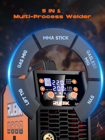 RUBIK MIG Welder, 140A Welding Machine, 110V MIG/LIFT TIG/STICK 3 in 1 Welder Machine, Flux Core Welder, Portable Gasless MIG Welding Machine, Digital Display IGBT Inverter Welder with Welding Wire in Saudi Arabia