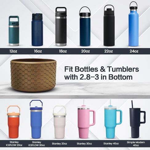 2Pc 3D Scale Anti Slip, Noise Reduction Silicone Boot Compatible with Stanley Tumbler 20-40oz, Similar Water Bottle with 2.8-3 inch Bottom Width in Saudi Arabia