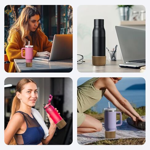 2Pc 3D Scale Anti Slip, Noise Reduction Silicone Boot Compatible with Stanley Tumbler 20-40oz, Similar Water Bottle with 2.8-3 inch Bottom Width in Saudi Arabia