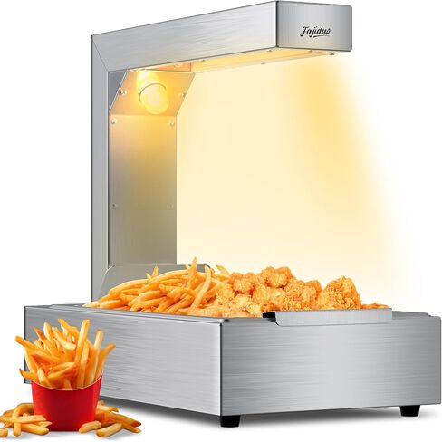 French Fry Food Warmer,750W Commercial Food Heating Lamp,5.5QT Electric Stainless Steel Warming Light Dump Station,Countertop Fries Food Warmer for Parties Kitchen Restaurant Buffe(Silver) in Kuwait